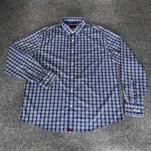 UNTUCKit Shirt Mens XL Slim Fit Blue Plaid Long Sleeve Button Up Stretch Casual
